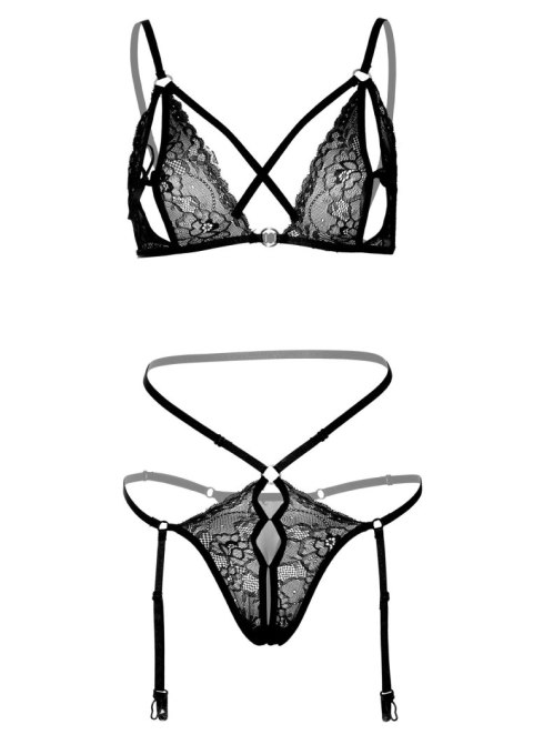 2PC Peek-a-Boo Bra and Panty Black 2PC Peek-a-Boo Bra and Panty Black