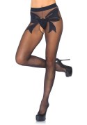 Woven bow crotchless pantyhose Black Woven bow crotchless pantyhose Black