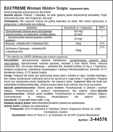 Supl.diety-eXXtreme Libido caps woman 1x5 Stk. Supl.diety-eXXtreme Libido caps woman 1x5 Stk.