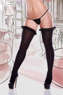 BLACK OPAQ THIGH HI W. BLACK RUFFLE BOW BLACK OPAQ THIGH HI W. BLACK RUFFLE BOW