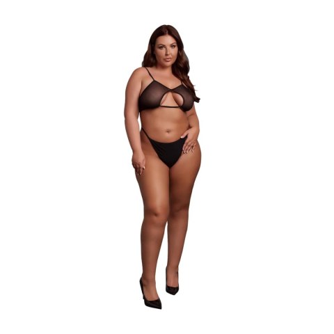 Keyhole Mesh Bra with Double Back Straps and Adjustable Sliders - Plus Size - Black Keyhole Mesh Bra with Double Back Straps and Adjustable Sliders - Plus Size - Black