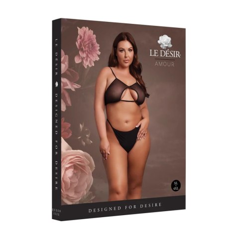 Keyhole Mesh Bra with Double Back Straps and Adjustable Sliders - Plus Size - Black Keyhole Mesh Bra with Double Back Straps and Adjustable Sliders - Plus Size - Black