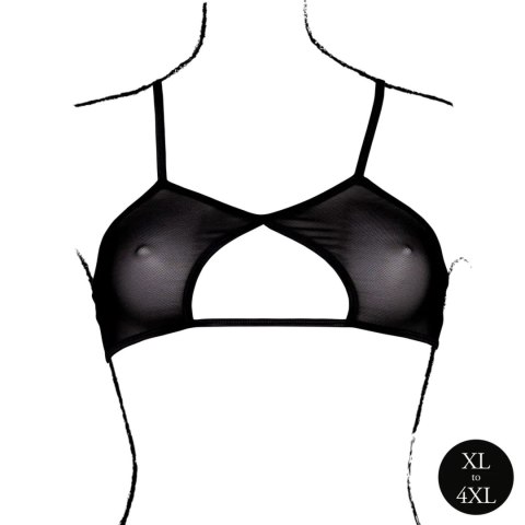 Keyhole Mesh Bra with Double Back Straps and Adjustable Sliders - Plus Size - Black Keyhole Mesh Bra with Double Back Straps and Adjustable Sliders - Plus Size - Black