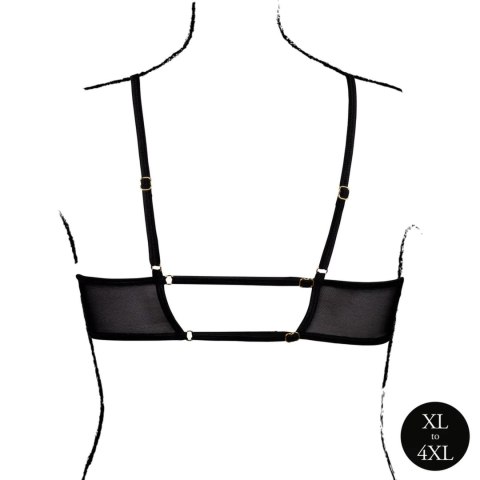 Keyhole Mesh Bra with Double Back Straps and Adjustable Sliders - Plus Size - Black Keyhole Mesh Bra with Double Back Straps and Adjustable Sliders - Plus Size - Black