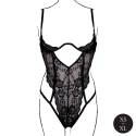 Lace Underwired Open Cup Bodysuit with Adjustable Sliders - One Size - Black Lace Underwired Open Cup Bodysuit with Adjustable Sliders - One Size - Black