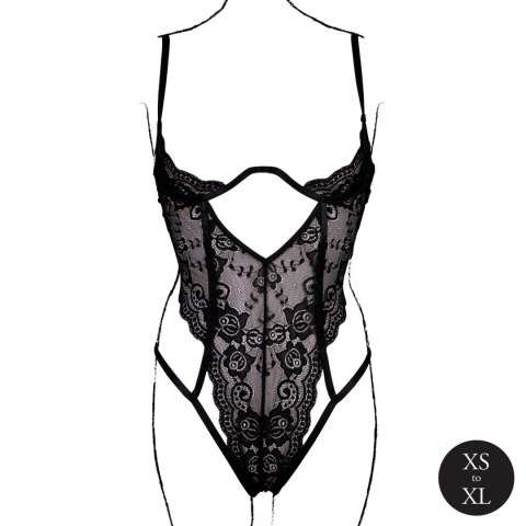 Lace Underwired Open Cup Bodysuit with Adjustable Sliders - One Size - Black Lace Underwired Open Cup Bodysuit with Adjustable Sliders - One Size - Black