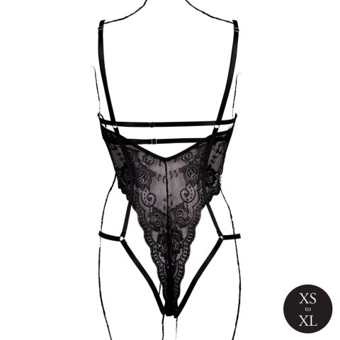 Lace Underwired Open Cup Bodysuit with Adjustable Sliders - One Size - Black Lace Underwired Open Cup Bodysuit with Adjustable Sliders - One Size - Black