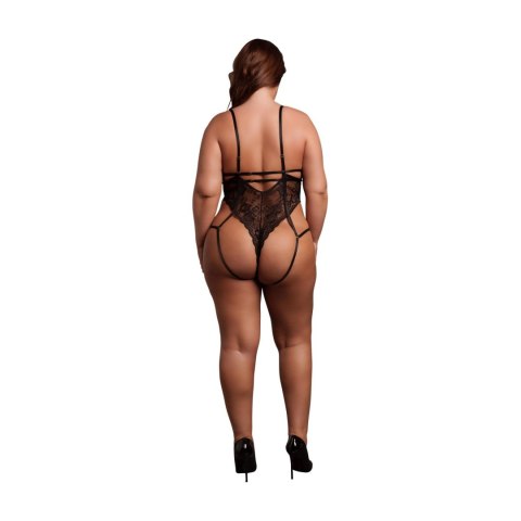 Lace Underwired Open Cup Bodysuit with Adjustable Sliders - Plus Size - Black Lace Underwired Open Cup Bodysuit with Adjustable Sliders - Plus Size - Black