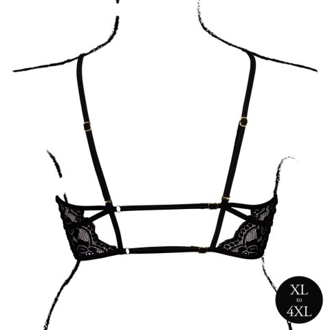 Open Cup Triangle Bra with Lace and Adjustable Sliders - Plus Size - Black Open Cup Triangle Bra with Lace and Adjustable Sliders - Plus Size - Black