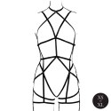 Strappy Open Cup Body Harness with Garters - One Size - Black Strappy Open Cup Body Harness with Garters - One Size - Black