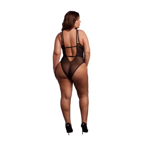 Wireless Lace Bodysuit with Adjustable Sliders - Plus Size - Black Wireless Lace Bodysuit with Adjustable Sliders - Plus Size - Black