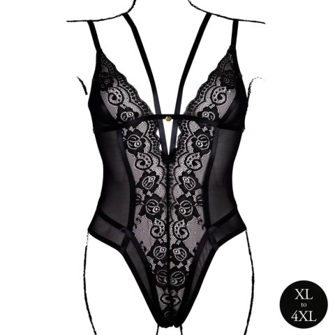 Wireless Lace Bodysuit with Adjustable Sliders - Plus Size - Black Wireless Lace Bodysuit with Adjustable Sliders - Plus Size - Black