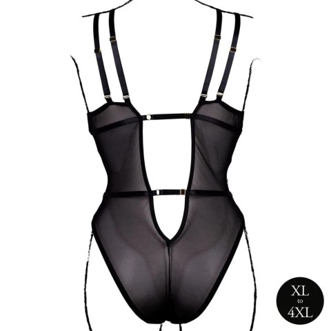 Wireless Lace Bodysuit with Adjustable Sliders - Plus Size - Black Wireless Lace Bodysuit with Adjustable Sliders - Plus Size - Black