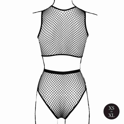 2 piece with crop top, pantie and fishnet structure. 2 piece with crop top, pantie and fishnet structure.
