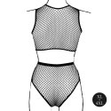2 piece with crop top, pantie and fishnet structure. 2 piece with crop top, pantie and fishnet structure.