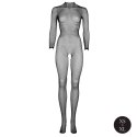 Bodystocking with fishnet structure, open crotch and turtle neck. Bodystocking with fishnet structure, open crotch and turtle neck.