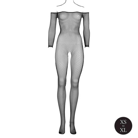 Bodystocking with off shoulder neckline, fishnet structure and open crotch. Bodystocking with off shoulder neckline, fishnet structure and open crotch.