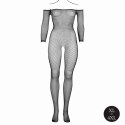 Bodystocking with off shoulder neckline, fishnet structure and open crotch. Bodystocking with off shoulder neckline, fishnet structure and open crotch.
