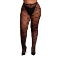 Heart Patterned Tights - Plus Size - Black Heart Patterned Tights - Plus Size - Black