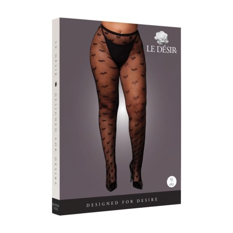 Heart Patterned Tights - Plus Size - Black Heart Patterned Tights - Plus Size - Black