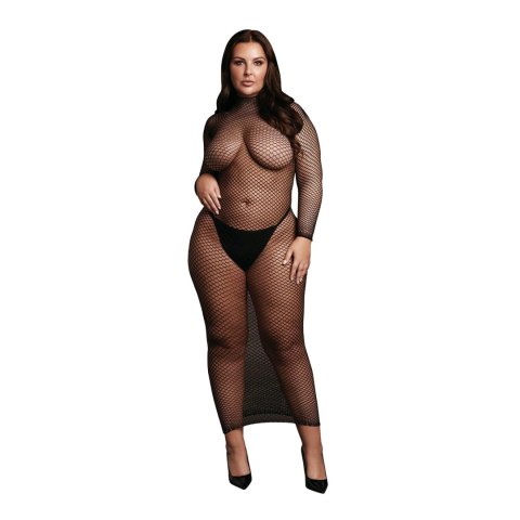 Long dress with fishnet structure and turtle neck. Long dress with fishnet structure and turtle neck.