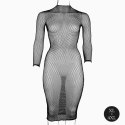 Long dress with fishnet structure and turtle neck. Long dress with fishnet structure and turtle neck.