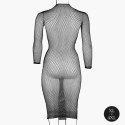 Long dress with fishnet structure and turtle neck. Long dress with fishnet structure and turtle neck.