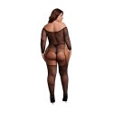 Shimmering Off the Shoulder Bodystocking - Plus Size - Black/Gold Glitter Shimmering Off the Shoulder Bodystocking - Plus Size - Black/Gold Glitter