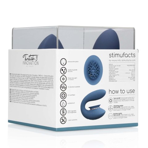 Twitch 3 - Rechargeable Vibrator & Suction - Silicone - 10 Speed - Blue/Grey Twitch 3 - Rechargeable Vibrator & Suction - Silicone - 10 Speed - Blue/Grey