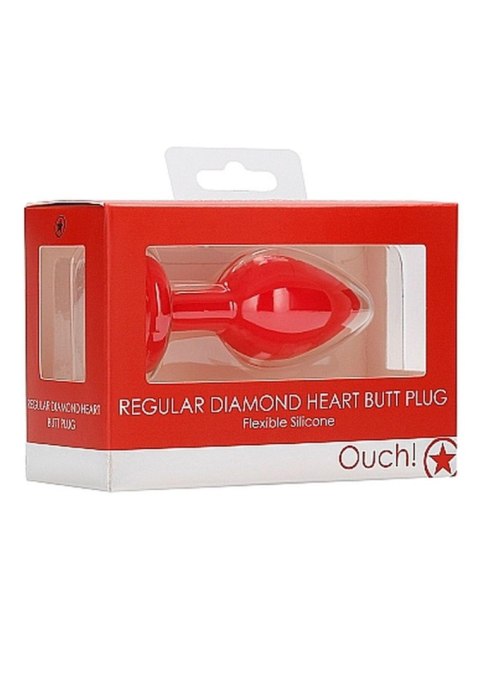 Diamond Heart Butt Plug - Regular - Red Diamond Heart Butt Plug - Regular - Red