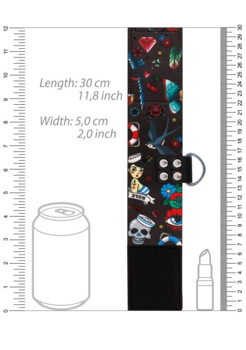 Printed Ankle Cuffs - Old School Tattoo Style - Black Printed Ankle Cuffs - Old School Tattoo Style - Black