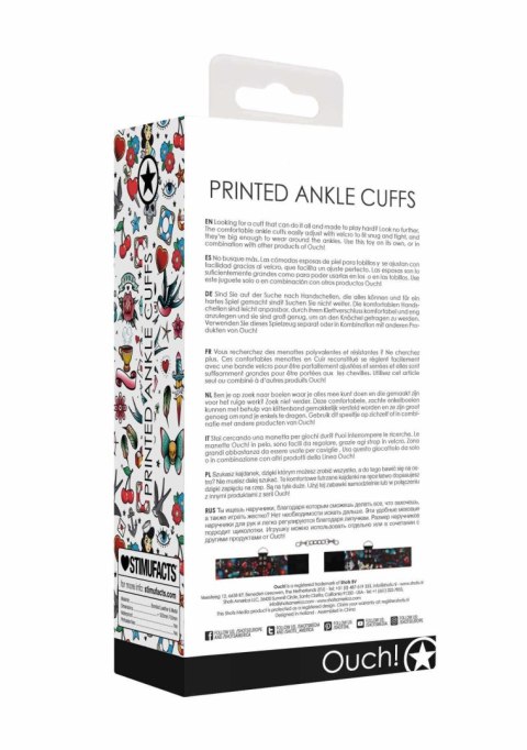 Printed Ankle Cuffs - Old School Tattoo Style - Black Printed Ankle Cuffs - Old School Tattoo Style - Black