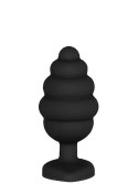 Regular Ribbed Diamond Heart Plug - Black Regular Ribbed Diamond Heart Plug - Black