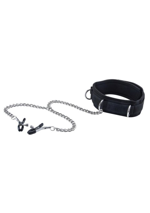 Velcro Collar With Nipple Clamps - With Adjustable Straps Velcro Collar With Nipple Clamps - With Adjustable Straps