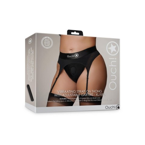 Vibrating Strap-on Thong with Adjustable Garters - XL/XXL Vibrating Strap-on Thong with Adjustable Garters - XL/XXL