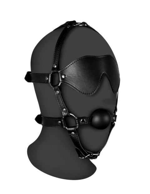 Blindfolded Head Harness with Solid Ball Gag - Black Blindfolded Head Harness with Solid Ball Gag - Black