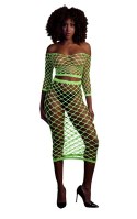 Long Sleeve Crop Top and Long Skirt - Green - XS/XL Long Sleeve Crop Top and Long Skirt - Green - XS/XL
