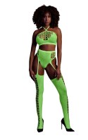 Two Piece with Crop Top and Stockings - Green - XS/XL Two Piece with Crop Top and Stockings - Green - XS/XL