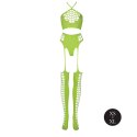 Two Piece with Crop Top and Stockings - Green - XS/XL Two Piece with Crop Top and Stockings - Green - XS/XL