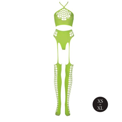 Two Piece with Crop Top and Stockings - Green - XS/XL Two Piece with Crop Top and Stockings - Green - XS/XL