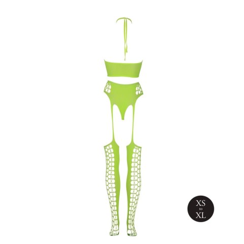 Two Piece with Crop Top and Stockings - Green - XS/XL Two Piece with Crop Top and Stockings - Green - XS/XL