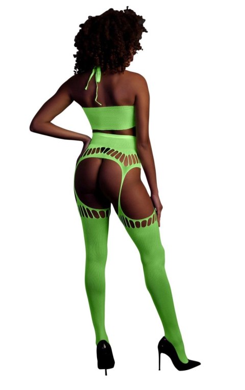 Two Piece with Crop Top and Stockings - Green - XS/XL Two Piece with Crop Top and Stockings - Green - XS/XL