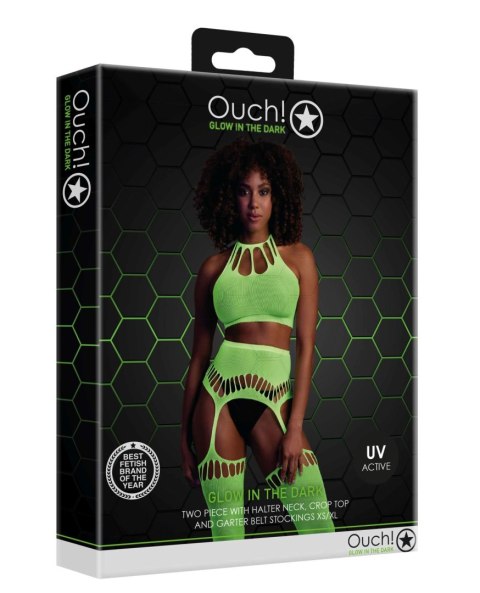 Two Piece with Crop Top and Stockings - Green - XS/XL Two Piece with Crop Top and Stockings - Green - XS/XL