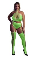 Two Piece with Crop Top and Stockings XL/XXXXL Two Piece with Crop Top and Stockings XL/XXXXL