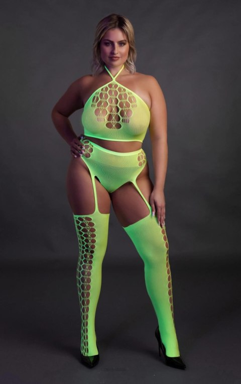 Two Piece with Crop Top and Stockings XL/XXXXL Two Piece with Crop Top and Stockings XL/XXXXL