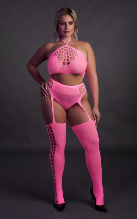 Two Piece with Crop Top and Stockings XL/XXXXL Two Piece with Crop Top and Stockings XL/XXXXL