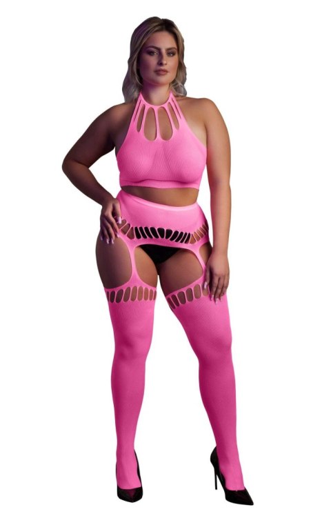 Two Piece with Crop Top and Stockings XL/XXXXL Two Piece with Crop Top and Stockings XL/XXXXL