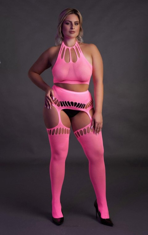 Two Piece with Crop Top and Stockings XL/XXXXL Two Piece with Crop Top and Stockings XL/XXXXL