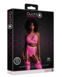 Two Piece with Crop Top and Stockings - Pink - XS/XL Two Piece with Crop Top and Stockings - Pink - XS/XL