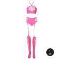 Two Piece with Crop Top and Stockings - Pink - XS/XL Two Piece with Crop Top and Stockings - Pink - XS/XL
